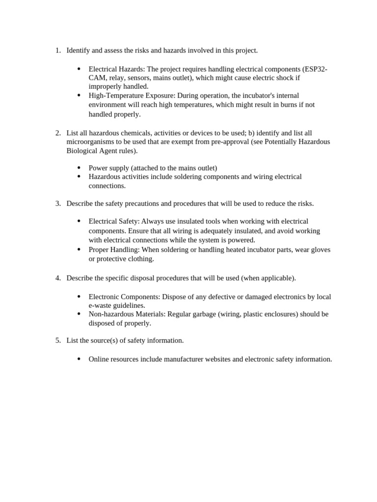 Project Safety Risks and Precautions Guide | PDF | Science ...
