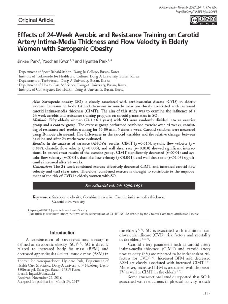 Effects of 24week Aerobic and Resistance Training On Carotid Artery ...