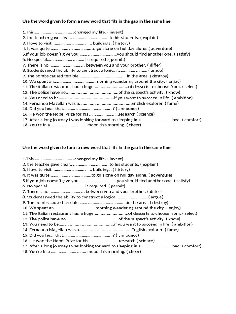 Test Word Formation | PDF | Games & Activities | Language Arts & Discipline