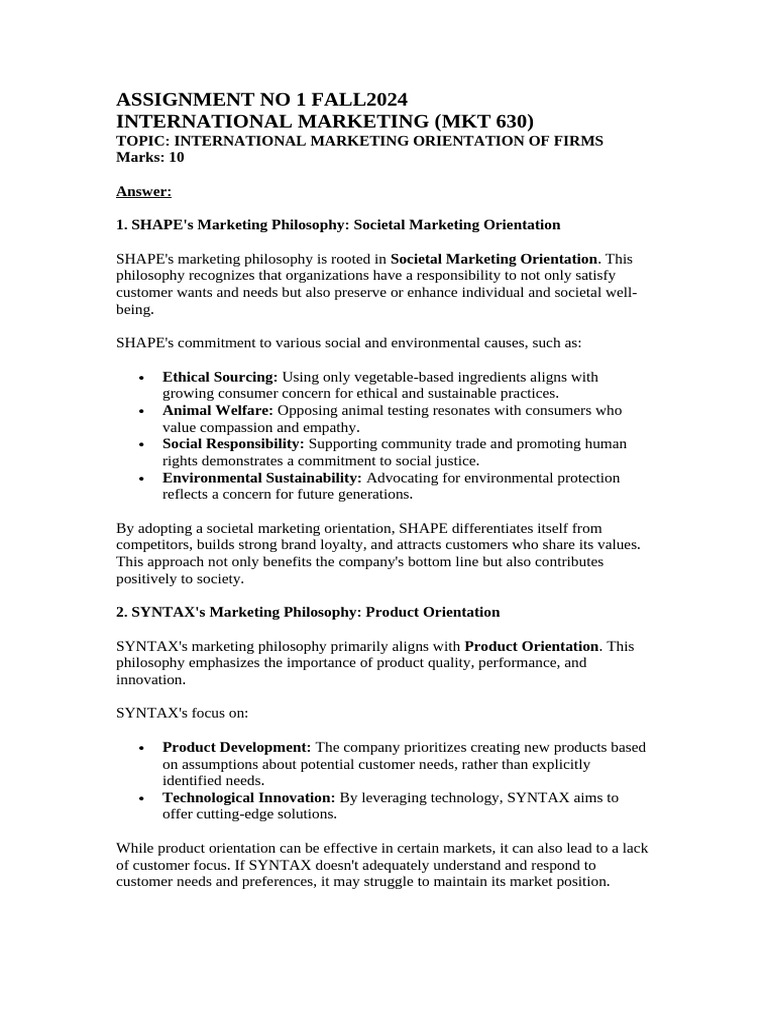 MKT 630 - Assignment 1 - Fall 2024 | PDF