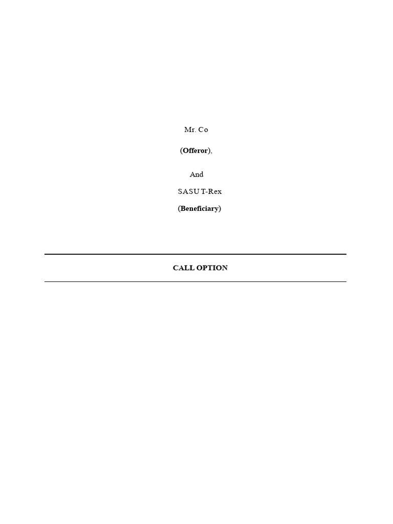 CALL Option Beauty PDF | PDF | Offer And Acceptance | Business Law