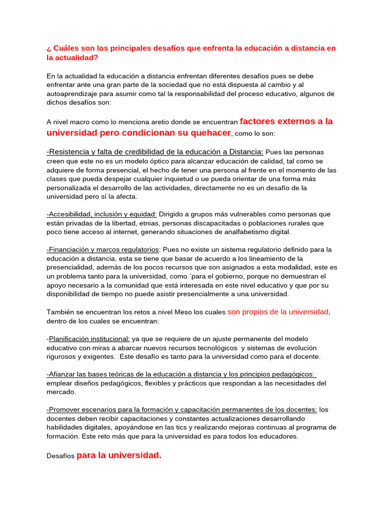 Desafíos actuales de la educación a distancia | PDF | Enseñando ...
