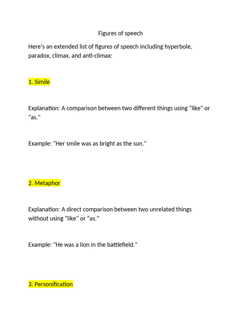 List of Figures of Speech | PDF | Rhetorical Techniques