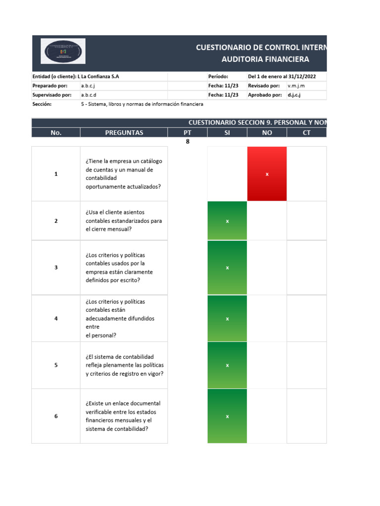 Evaluación de Control Interno Financiero | PDF | Contabilidad | Auditoría