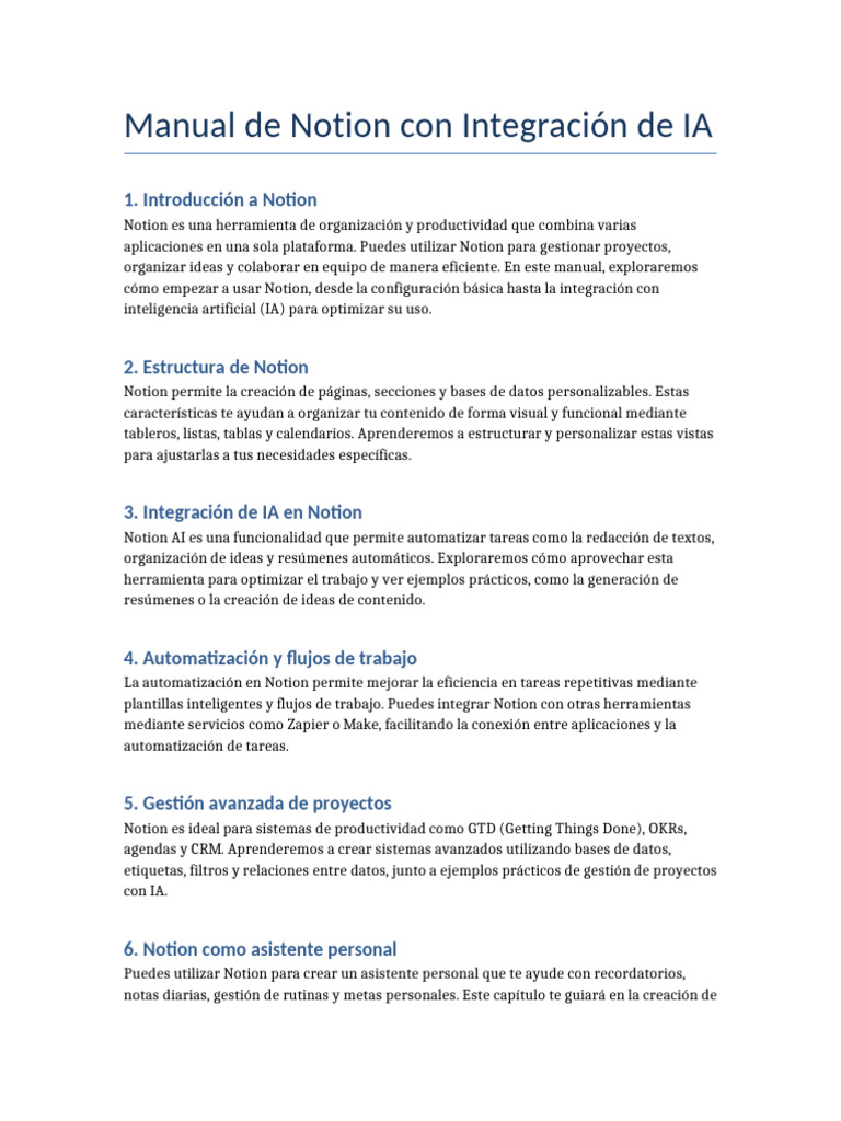 Guía de Notion con IA: Organización Eficaz | PDF