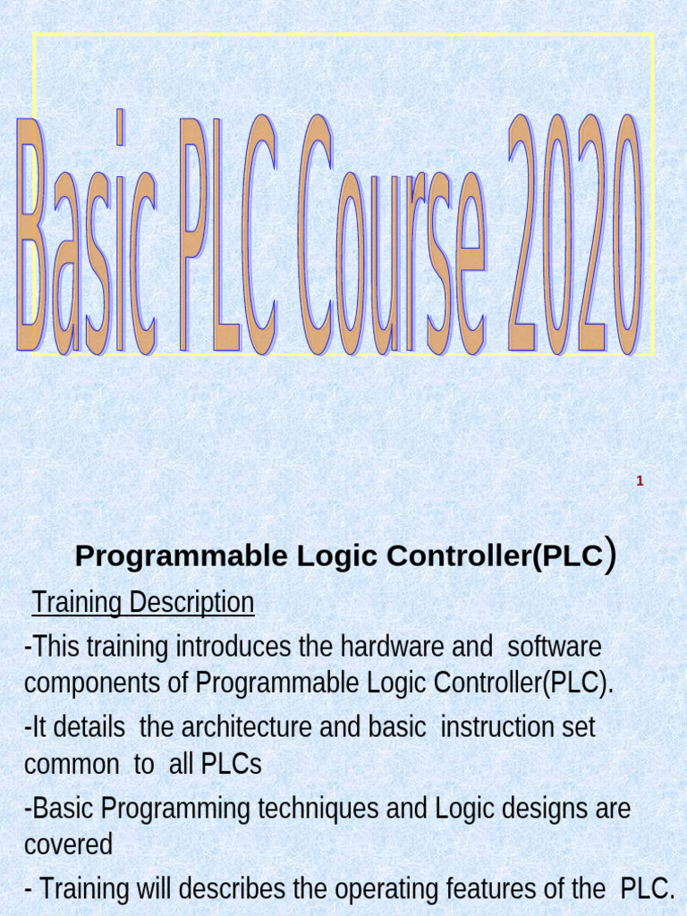 Lecture PLC 2020 | PDF | Programmable Logic Controller | Input/Output