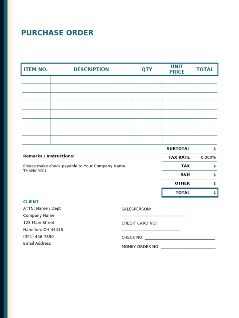 Purchase Order Template 1 | PDF