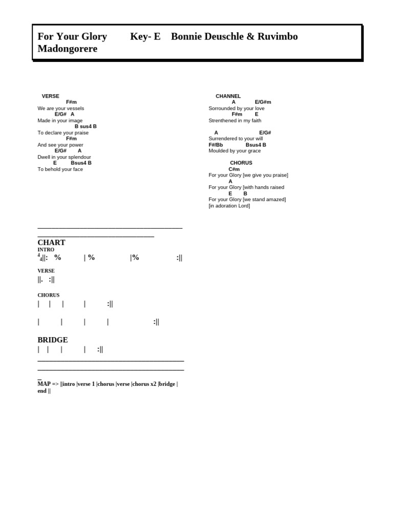 For Your Glory Chords and Lyrics | PDF