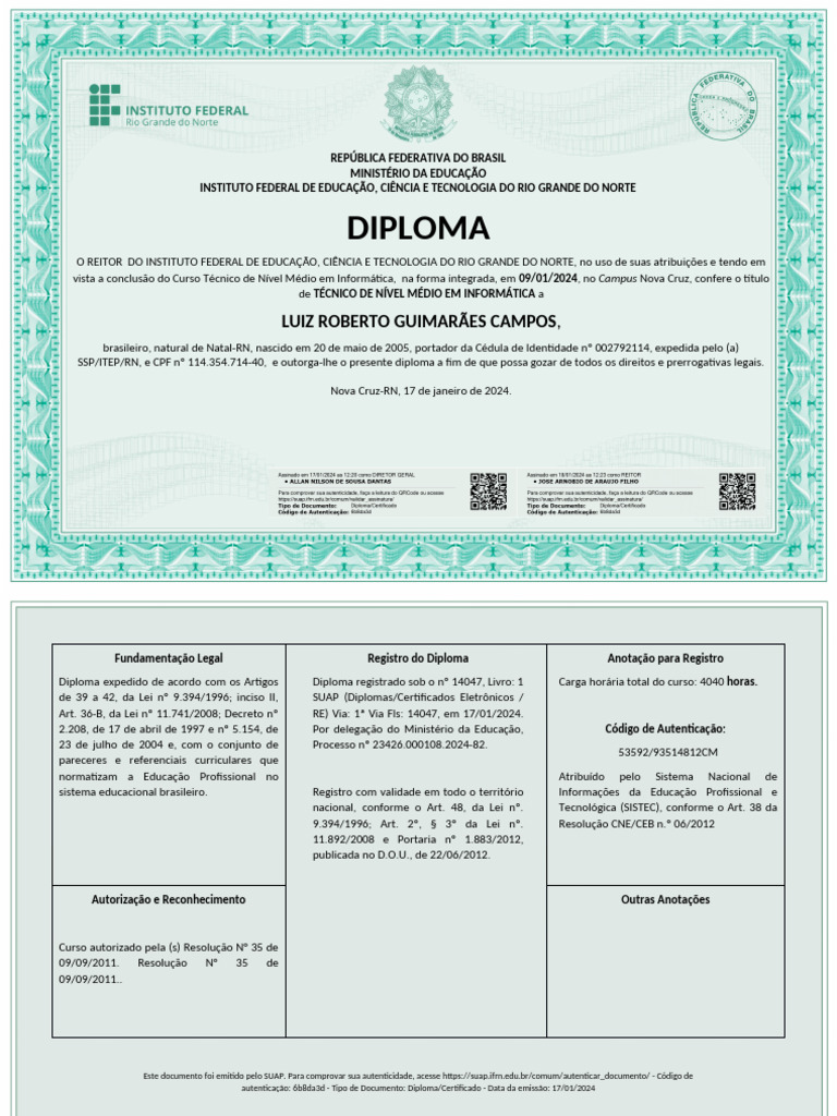 Diploma de Técnico em Informática 2024 | PDF