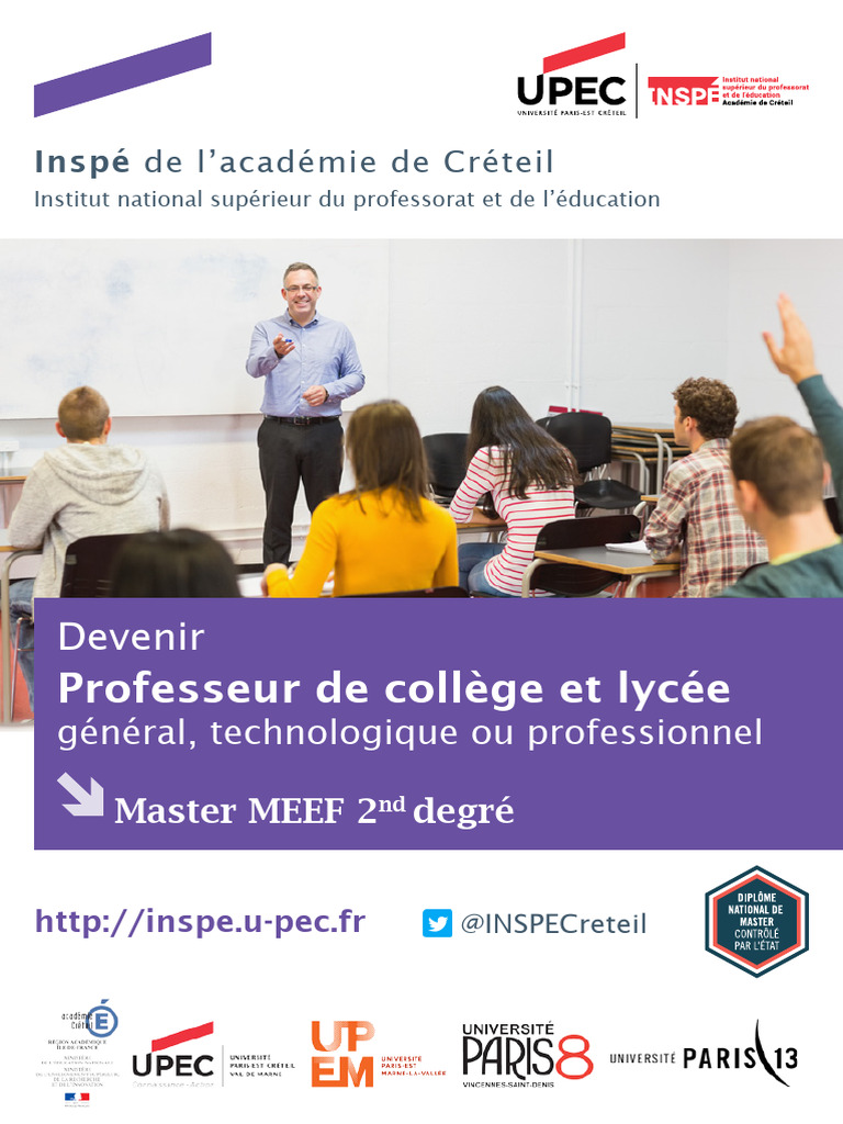 Master MEEF 2nd Degré à l'UPEC | PDF | Enseignants | Niveaux d'enseignement