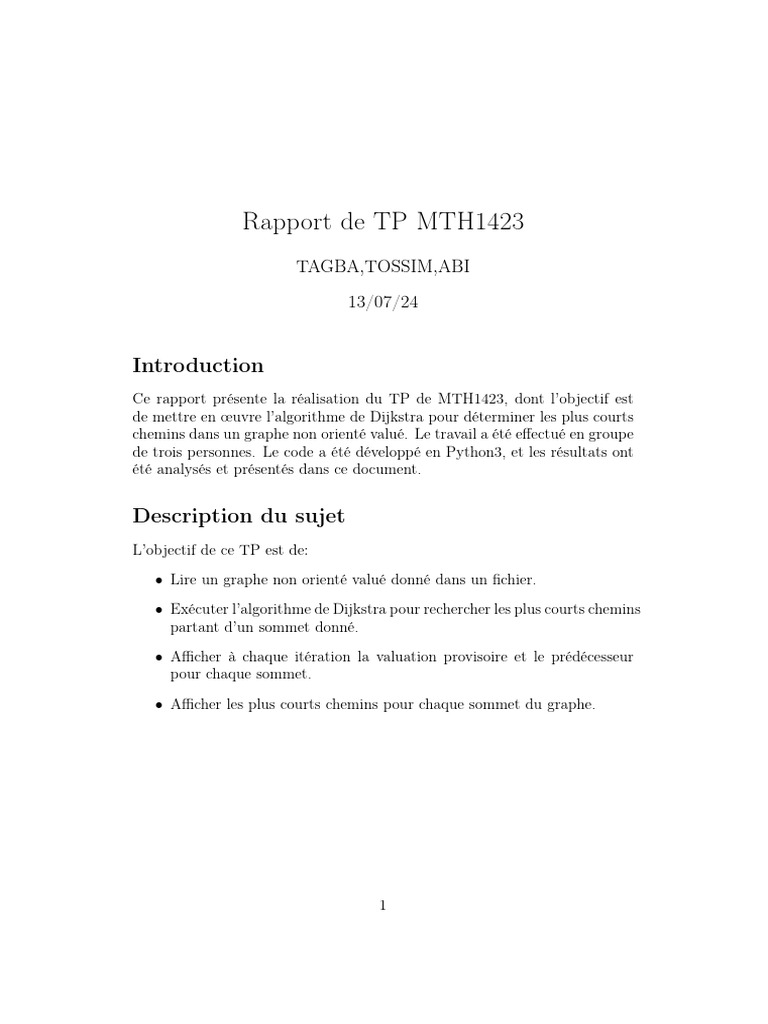 Algorithme de Dijkstra en Python | PDF | Algorithmes | Algorithmes et ...