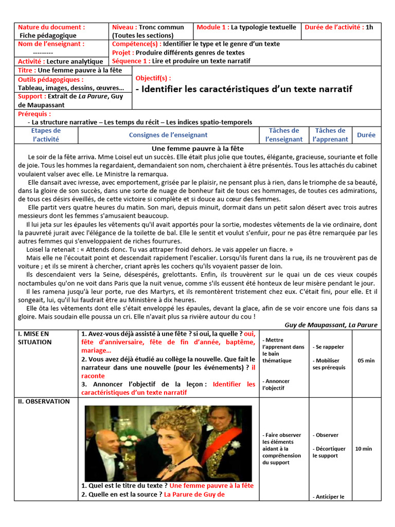 Typologie textuelle : texte narratif | PDF | Verbe