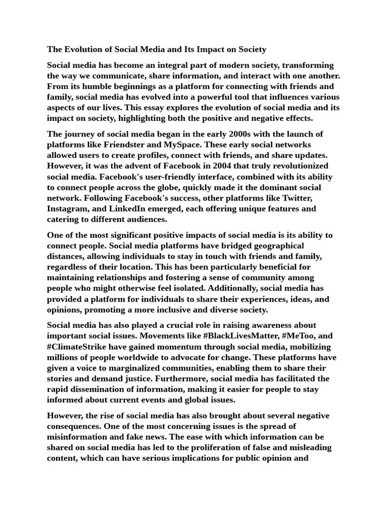 Social Media's Evolution and Societal Impact | PDF | Social Media ...