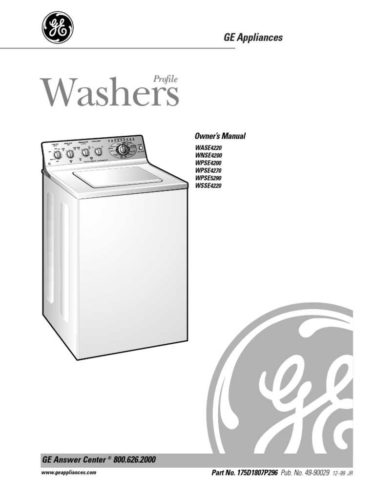 GE WPSE4200A0WW Washing Machine | PDF | Washing Machine