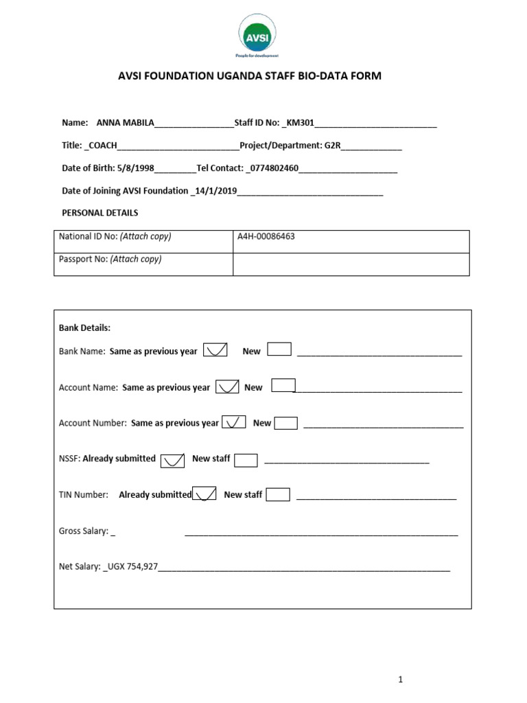 Bio-Data Form | PDF