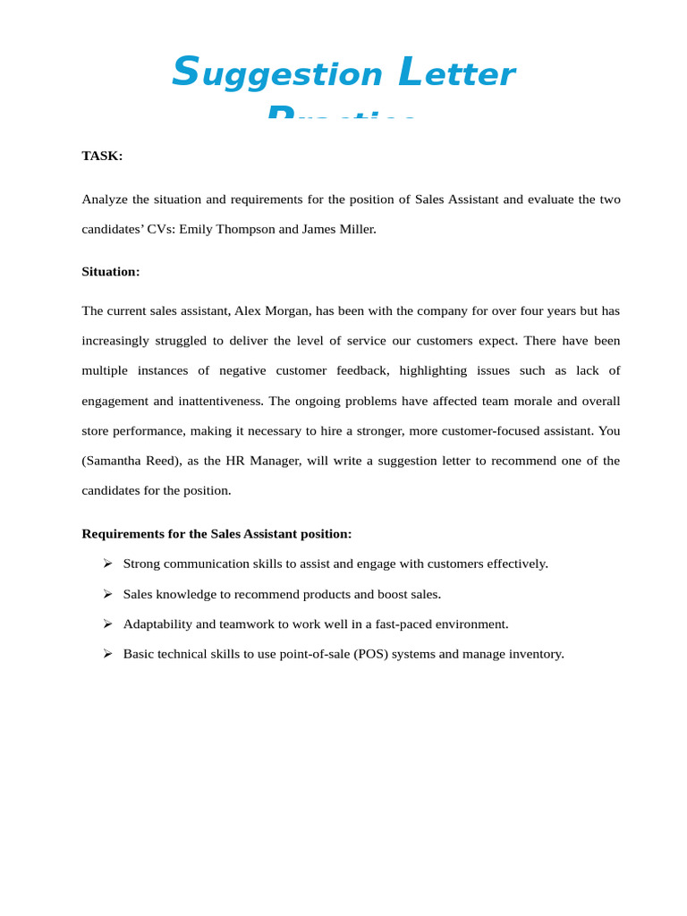 Suggestion Letter Practice (Before Exam) | PDF | Point Of Sale ...