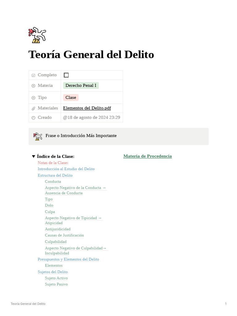 Elementos Clave de la Teoría del Delito | PDF | Intención (Derecho ...