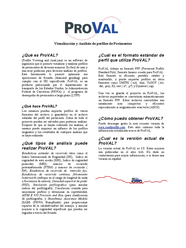 Análisis de Perfiles de Pavimentos ProVAL | PDF | Archivo de ...
