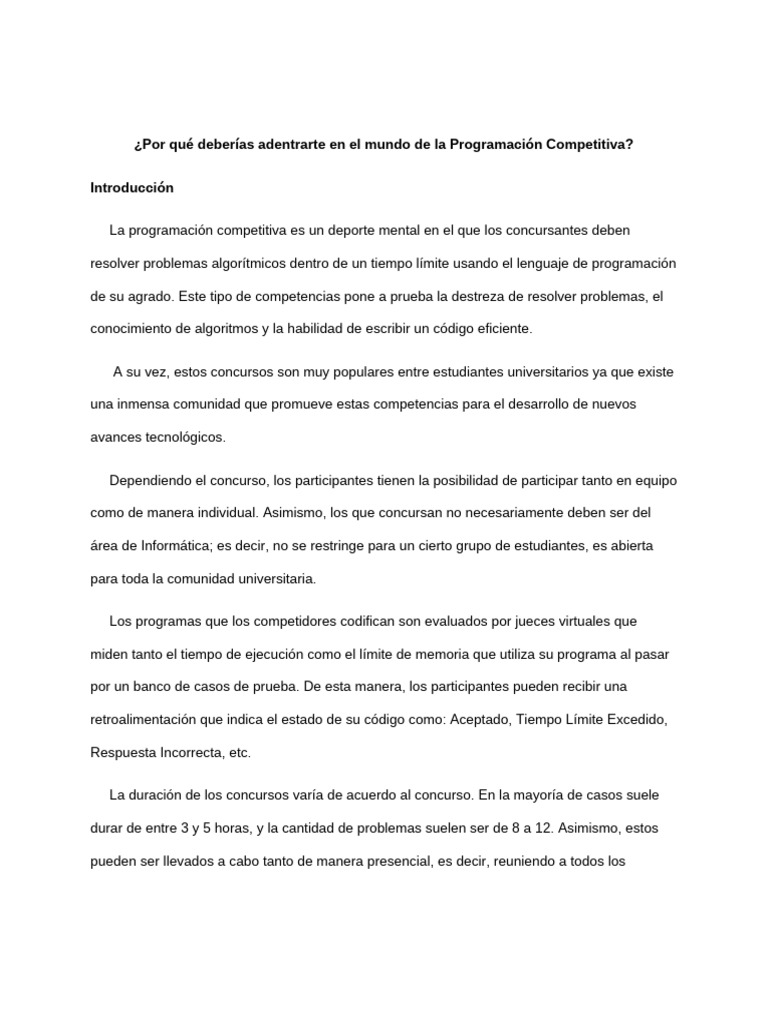 Beneficios de la Programación Competitiva | PDF | Pensamiento | Aprendizaje