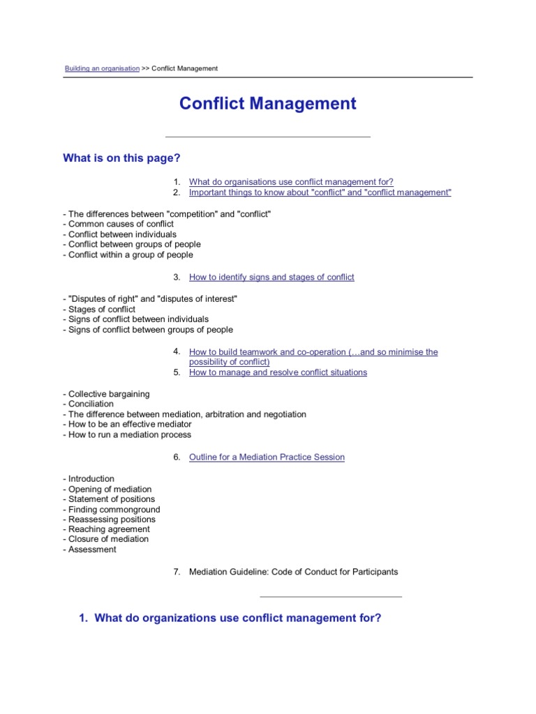 Building An Organization Conflict Management | PDF | Mediation ...