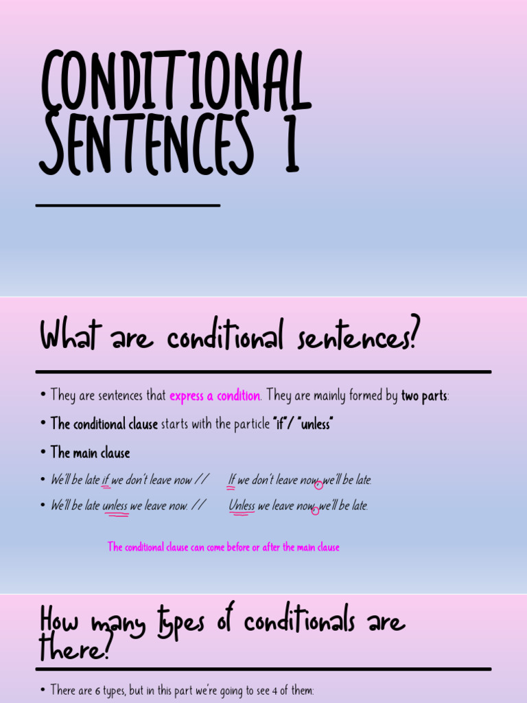 Conditional Sentences I | PDF | Sentence (Linguistics) | Linguistic ...