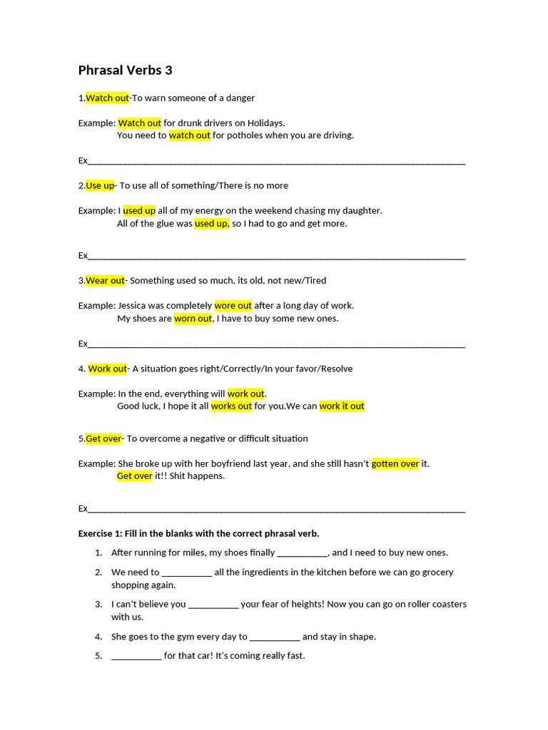 Essential Phrasal Verbs Explained | PDF | Career & Growth | Language ...