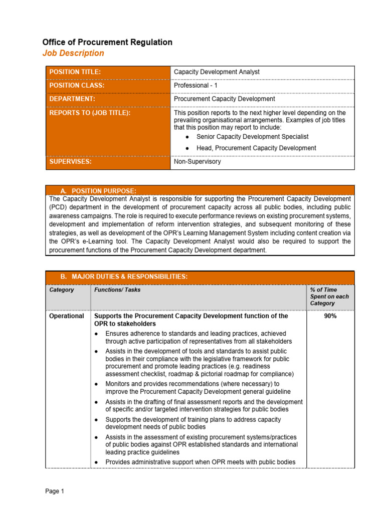 Capacity Development Analyst Job Description | PDF | Capacity Building ...
