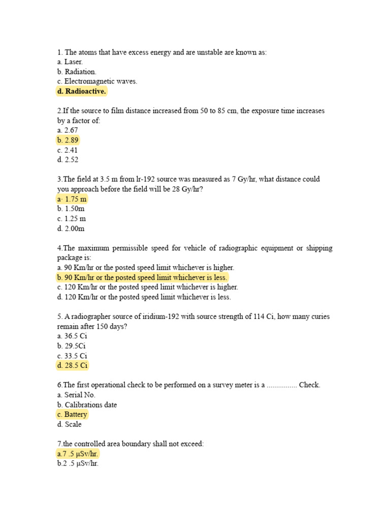 Radiation Safety Quiz for Radiographers | PDF | Absorbed Dose ...