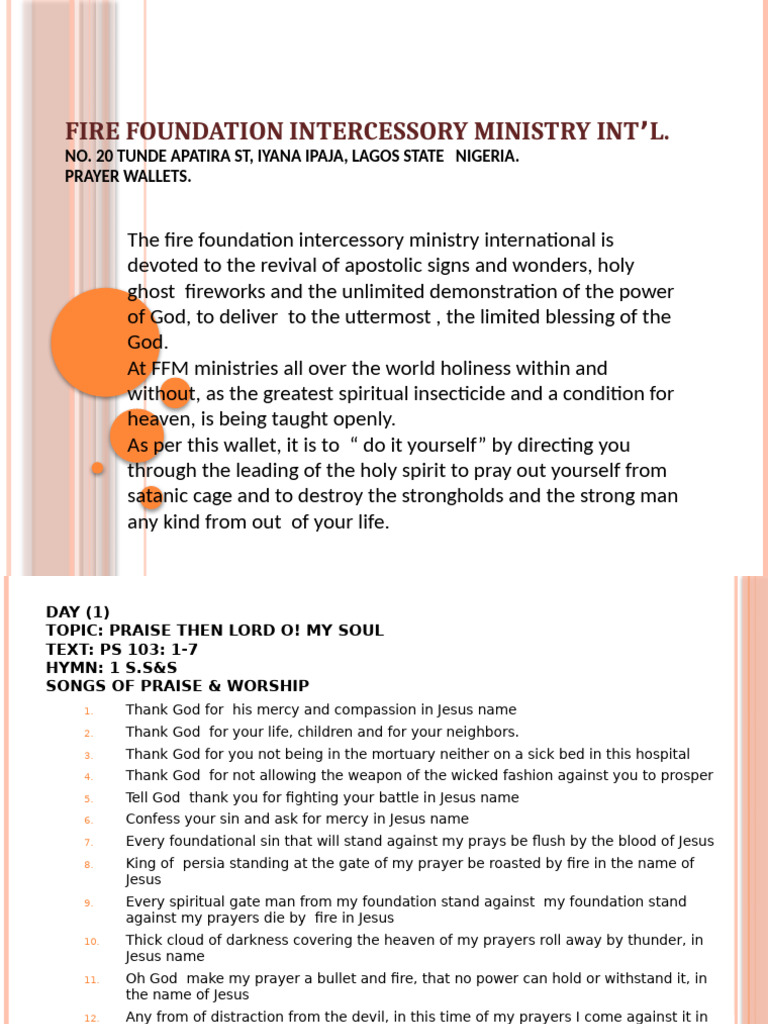Fire Foundation Prayer Wallet Guide | PDF | Prayer | Jesus