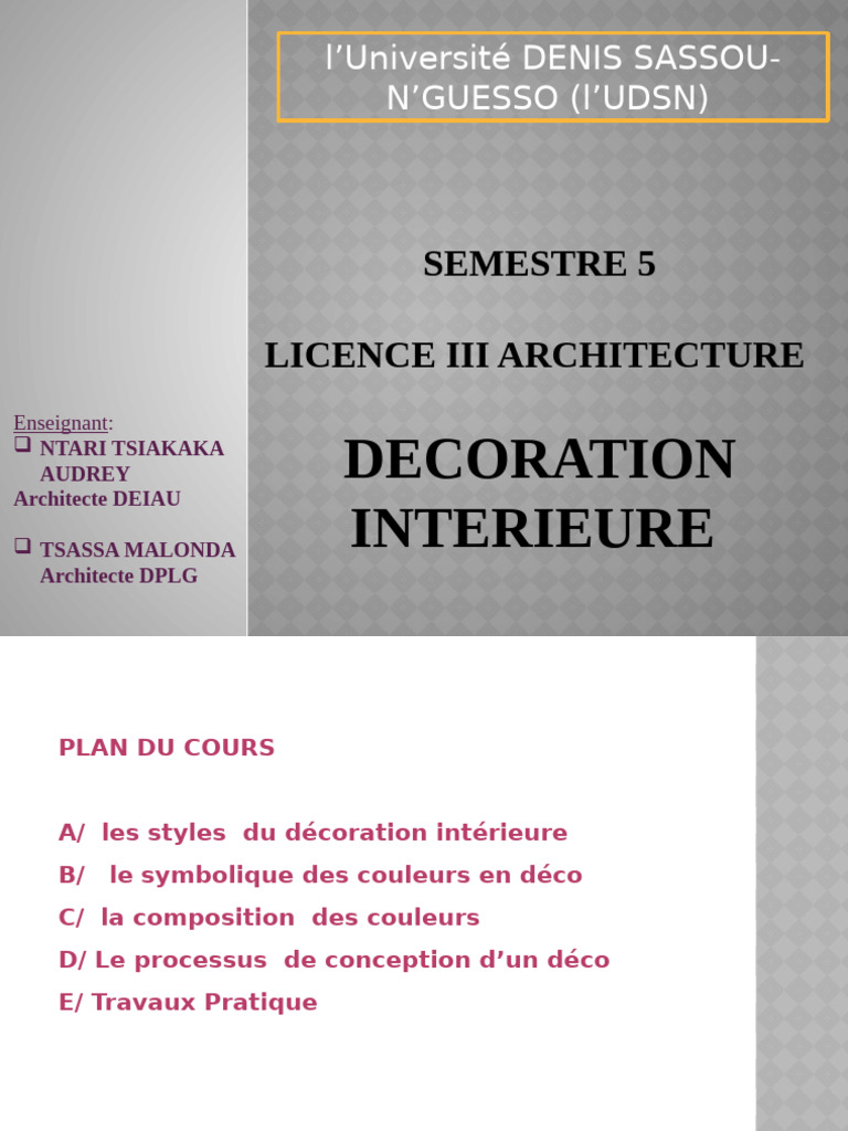 Cours de Décoration Intérieure UDSN | PDF | Blanc | Bleu