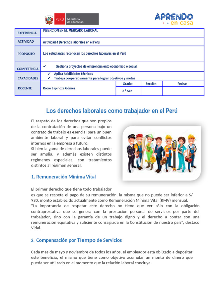 Los Derechos Laborales Como Trabajador en El Perú | PDF | Derecho ...