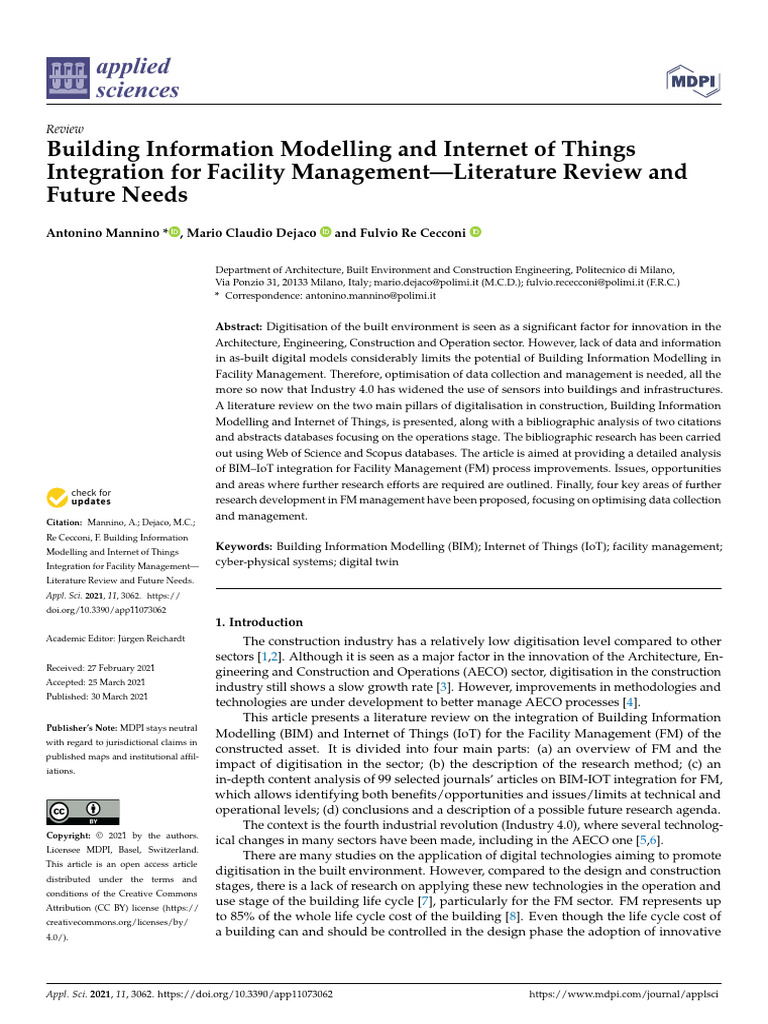 BIM and IoT Integration for Facility Management | PDF | Building ...