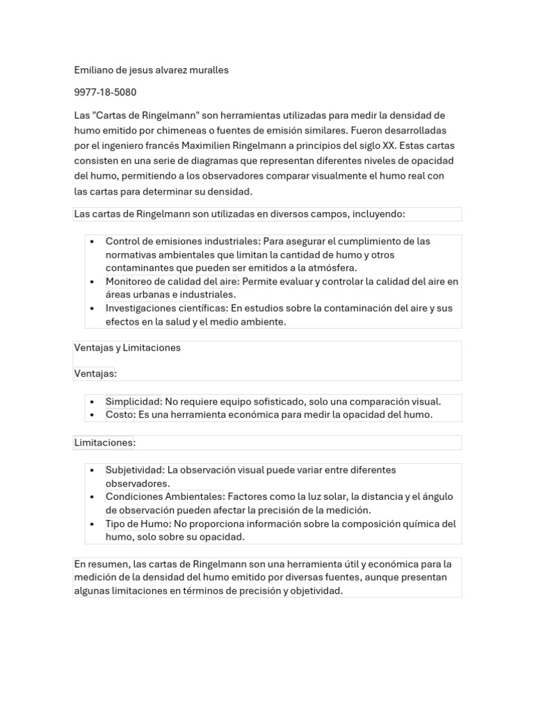 Cartas de Ringelmann: Medición de Humo | PDF