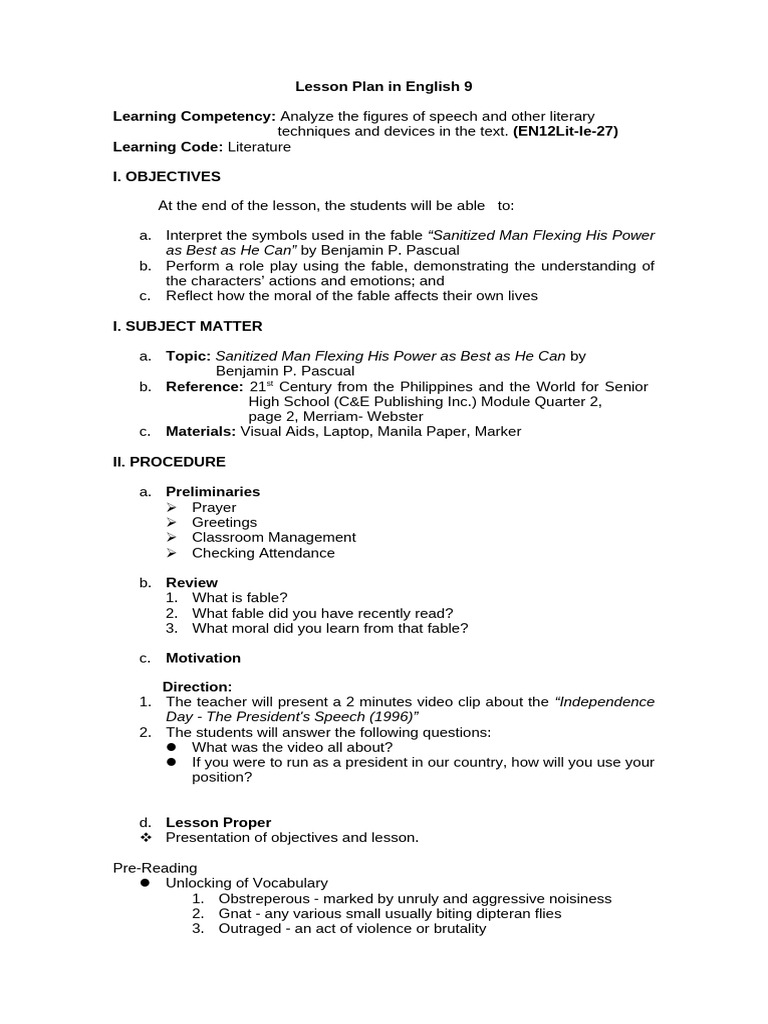 English 9: Analyzing Fables | PDF | Lesson Plan | Behavior Modification