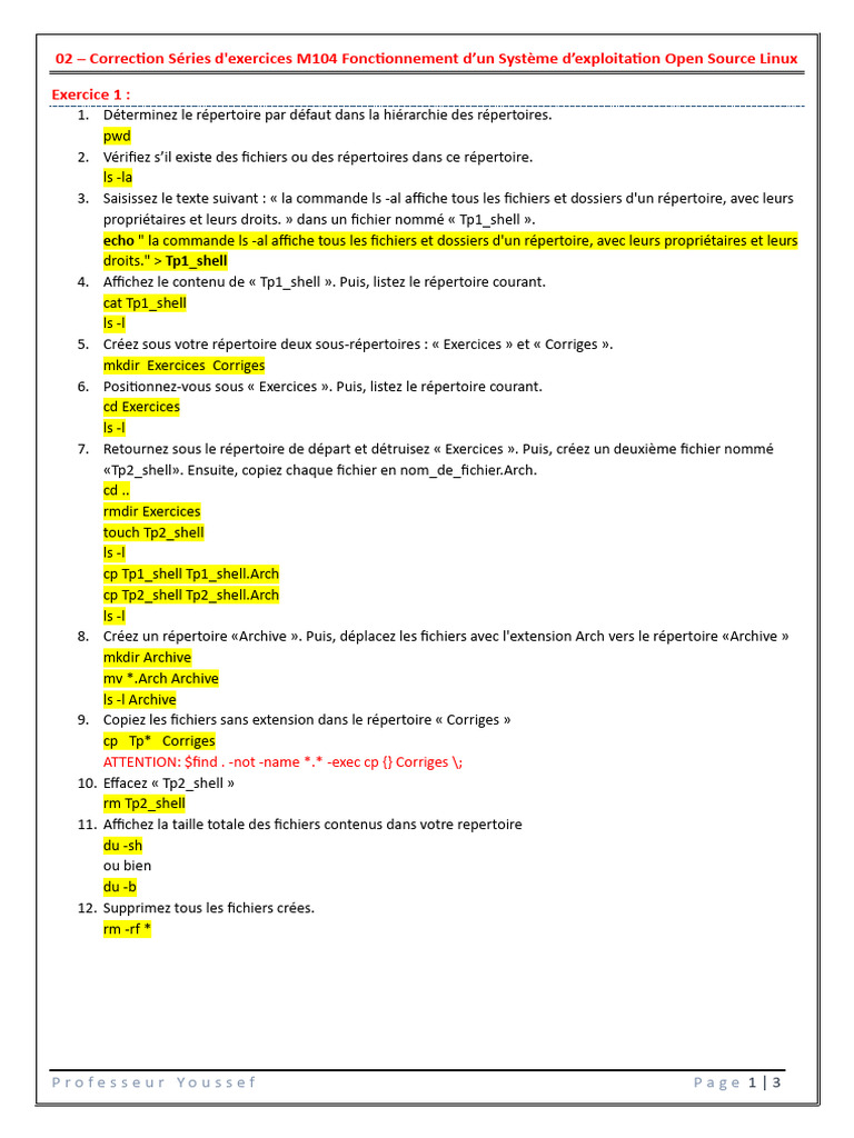 Exercices Corrigés sur Linux | PDF | Fichier informatique | Logiciel