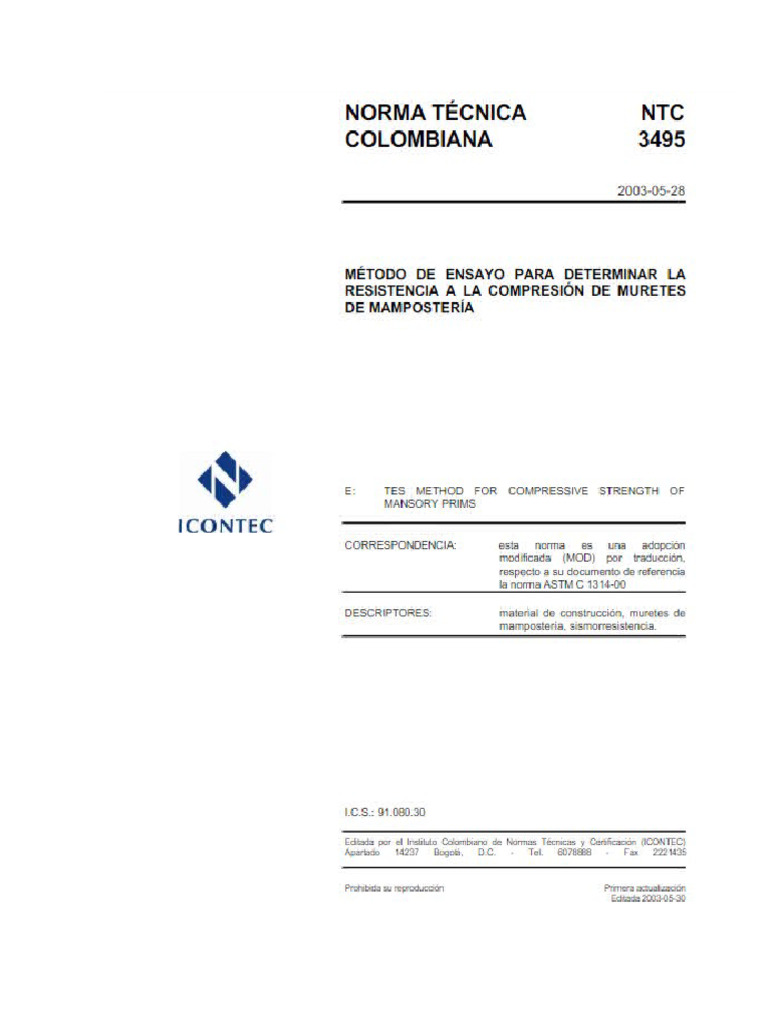 NTC 3495 Método de Ensayo para Determinar La Resistencia A La ...