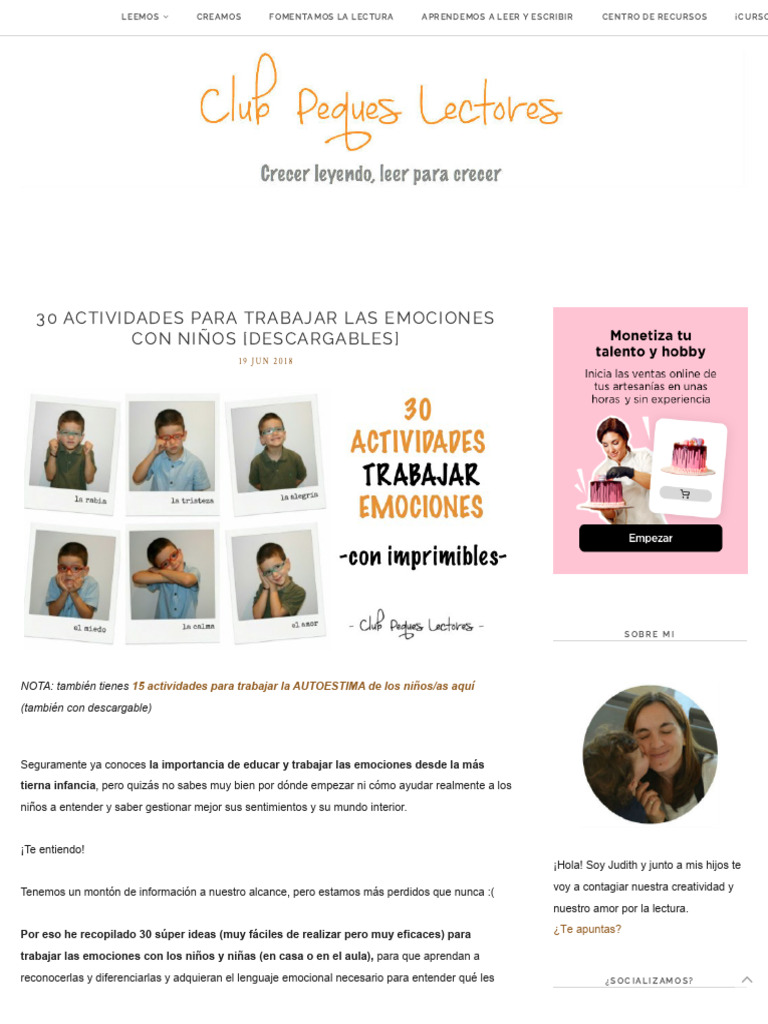 30 Actividades para Trabajar Las EMOCIONES Con NIÑOS (DESCARGABLES ...