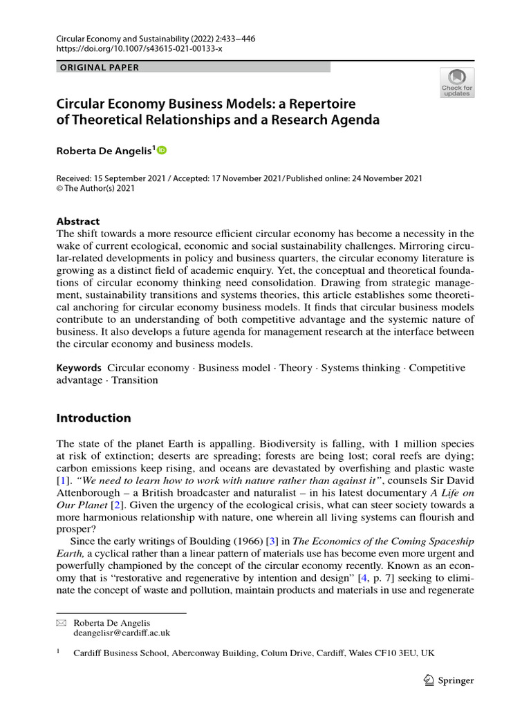 Circular Economy Business Models Explained | PDF | Systems Theory ...
