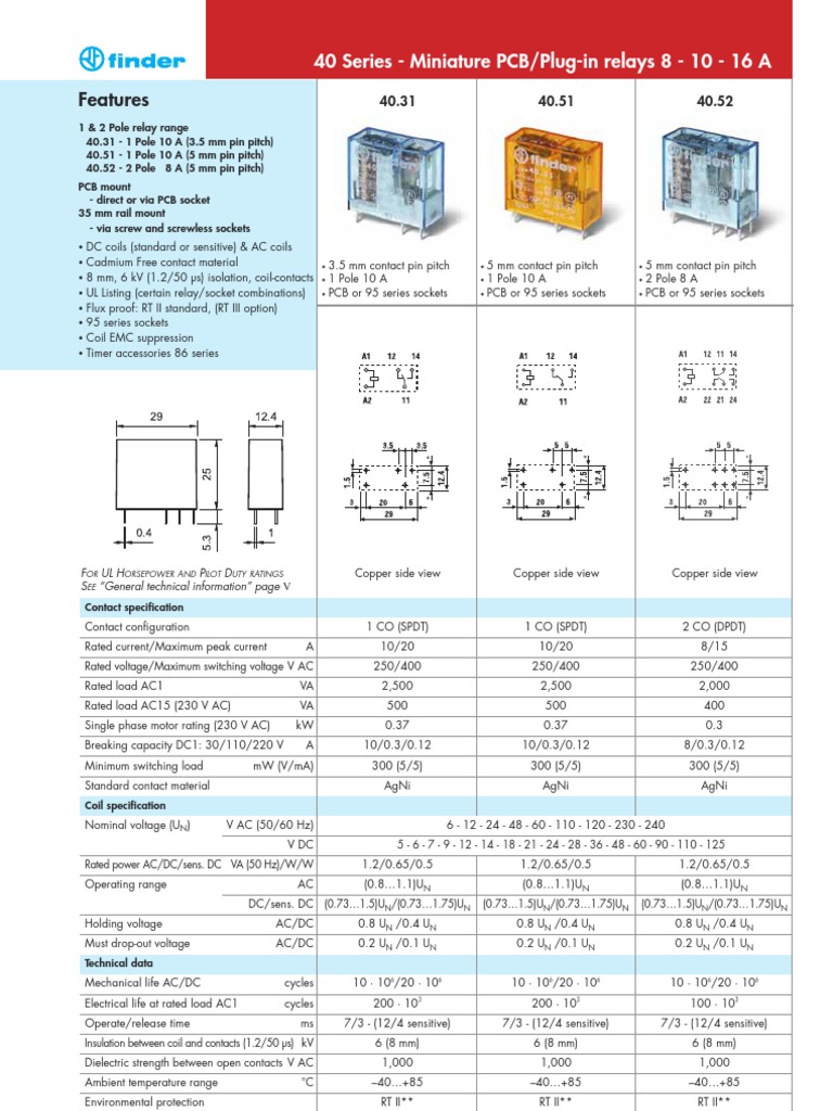 Datasheet Relay Finder40.31 Relay Electrical Connector Free 30day Trial Scribd