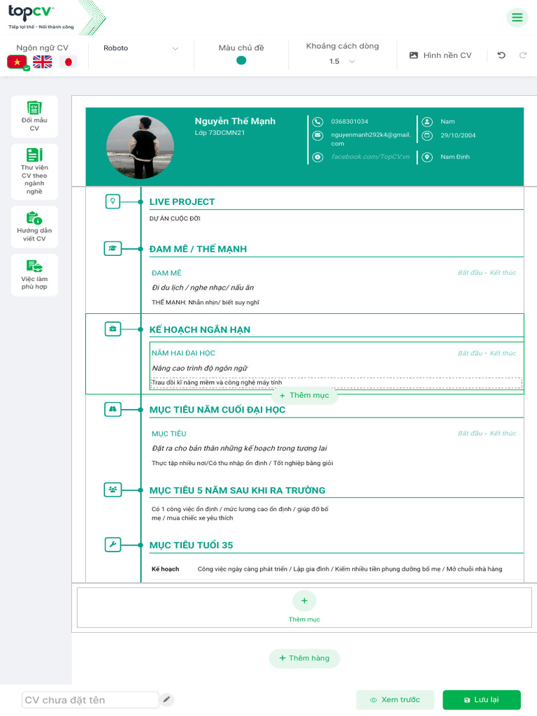 Viết CV Online Theo Mẫu Basic 3 - TopCV - VN | PDF