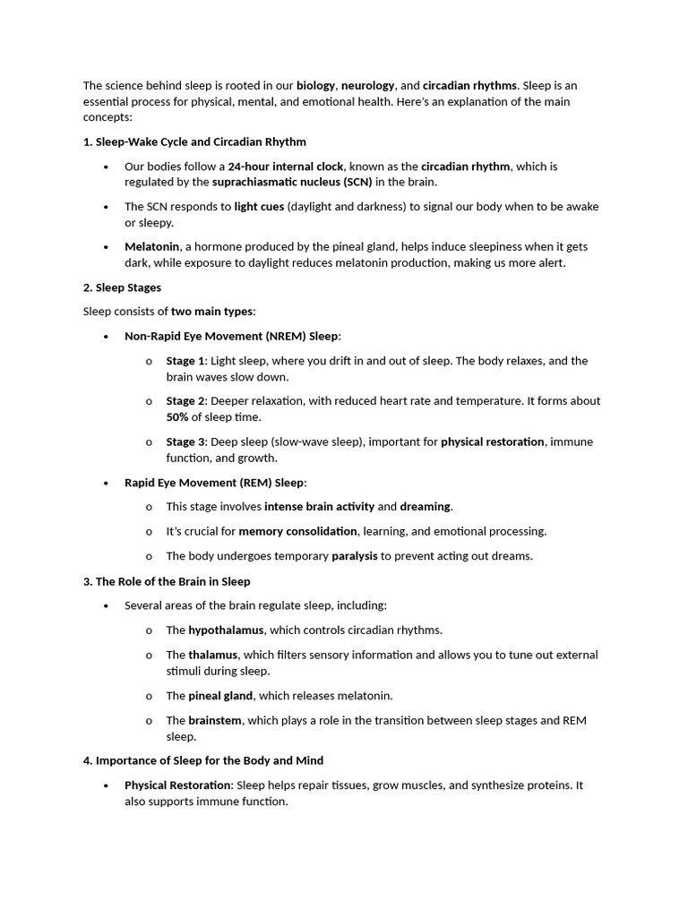 The science behind sleep 1 pdf sleep circadian rhythm