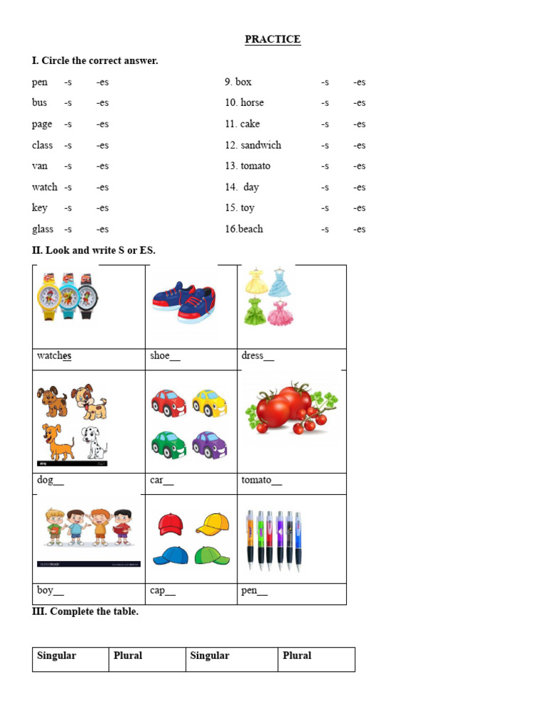 Noun Pluralization Practice Worksheet | PDF | Language Mechanics ...