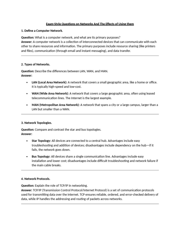 Exam style Questions of Chapter 4 &amp; 6 | PDF | Computer Network 
