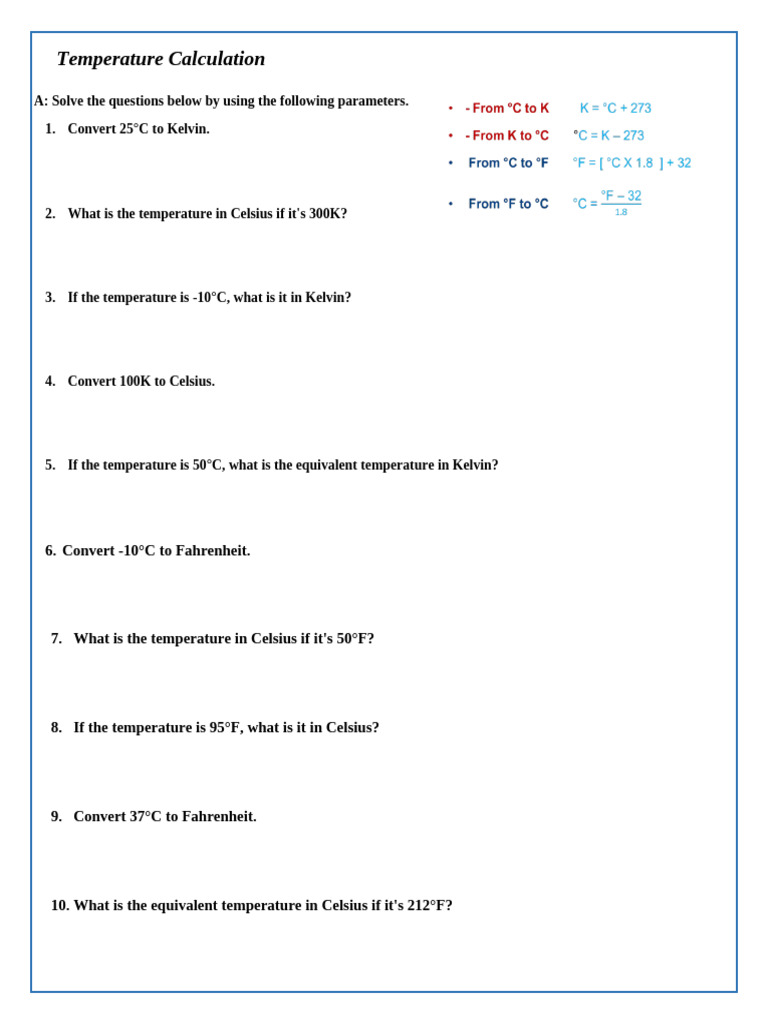 Temperature Conversion Calculations Guide | PDF