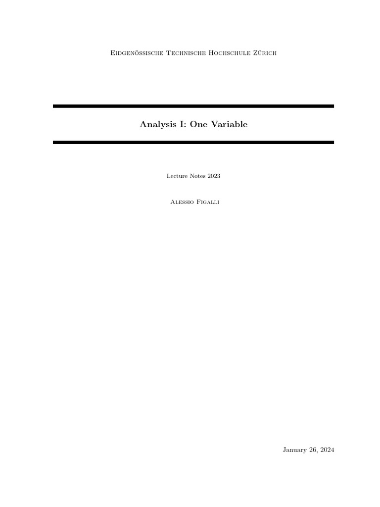 ETH Zurich Analysis I Lecture Notes | PDF | Integral | Trigonometric ...