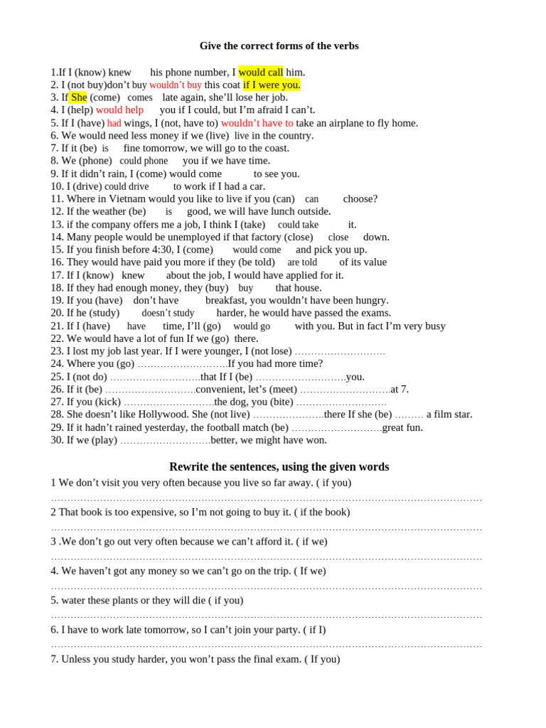 Correct Verb Forms and Sentence Rewrites | PDF | Linguistics | Grammar