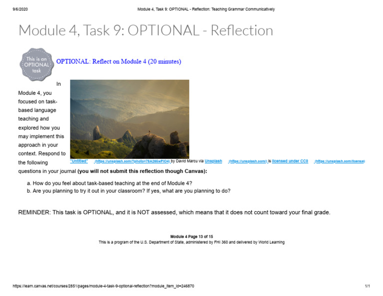 Module 4 Task 9 Optional Reflection Teaching Grammar