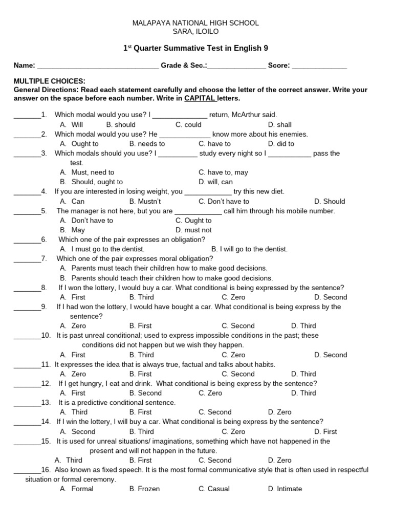 English 9 & MAPEH 9 Summative Test | PDF | Gender | Gender Studies
