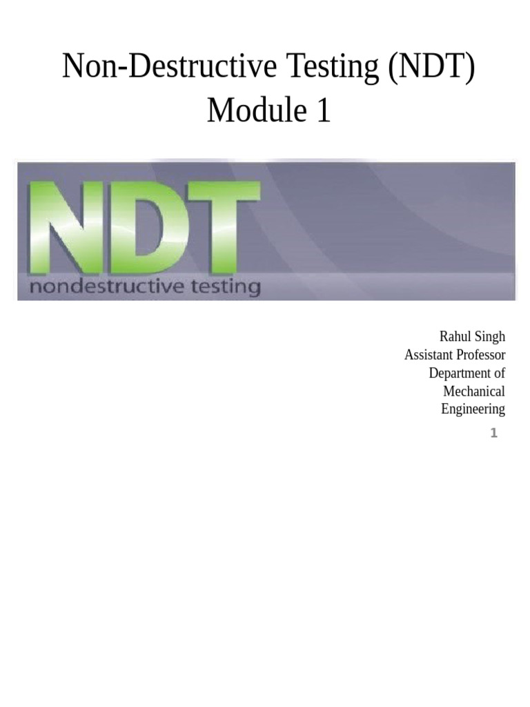 Introduction to Non-Destructive Testing | PDF | Nondestructive Testing ...