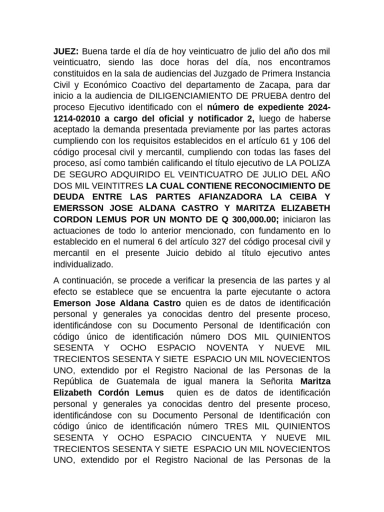 Civil Audiencia | PDF | Justicia | Crimen y violencia